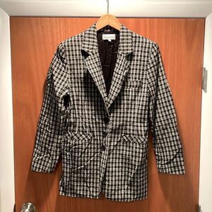 Vintage B&W Checkered Cotton/Linen Blazer